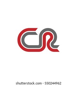 Initial Letter CR Logo with Linked Linear Design Template Red