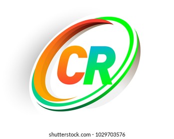 initial letter CR logotype company name colored orange and green circle and swoosh design, modern logo concept. vector logo for business and company identity.