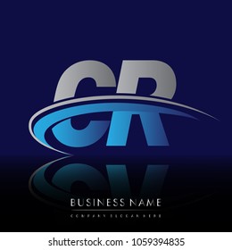 initial letter CR logotype company name colored blue and grey swoosh design. vector logo for business and company identity.
