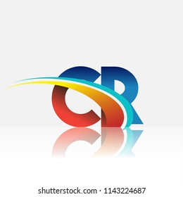 initial letter CR logotype company name colored red and blue and swoosh design. vector logo for business and company identity.
