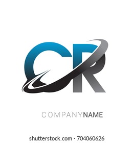 initial letter CR logotype company name colored blue and grey swoosh design. logo design for business and company identity.