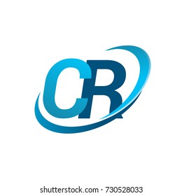 initial letter CR logotype company name colored blue swoosh design concept. vector logo for business and company identity.