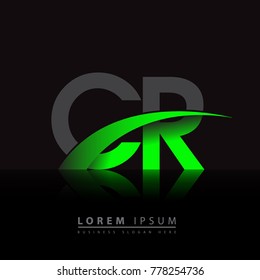 initial letter CR logotype company name colored green and black swoosh design. vector logo for business and company identity.
