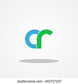 Initial letter CR OR lowercase logo design template blue green