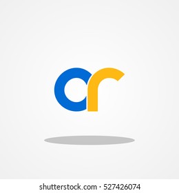Initial letter OR CR lowercase logo design template blue gold