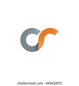 initial letter cr modern linked circle round lowercase logo orange gray