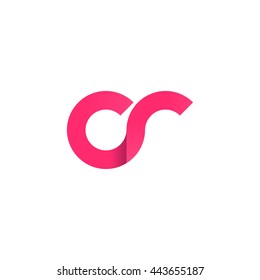 initial letter cr modern linked circle round lowercase logo pink