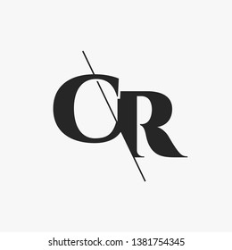 Initial Letter CR Monogram Sliced. Modern logo template isolated on gray background