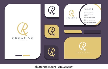 Initial letter CR RC logo design and business card