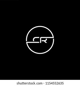 Initial letter CR RC minimalist art monogram circle shape logo, white color on black background