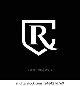 initial letter CR RC shield logo design