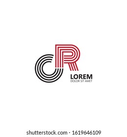 Initial letter cr uppercase modern logo design template elements. Black and red letter Isolated on white background. Suitable for business, consulting group company.