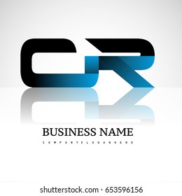 Initial letter CR uppercase modern and simple logo linked blue and black colored, isolated in white background. Vector design for company identity.