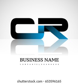 Initial letter CR uppercase modern and simple logo linked blue and black colored, isolated in white background. Vector design for company identity.