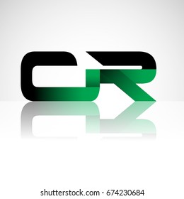 Initial letter CR uppercase modern and simple logo linked green and black colored, isolated in white background. Vector design for company identity.
