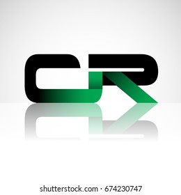 Initial letter CR uppercase modern and simple logo linked green and black colored, isolated in white background. Vector design for company identity.