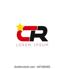 Initial letter cr yellow star logo red black