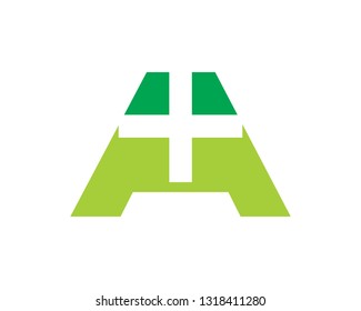 Initial Letter A cross plus medical logo icon design template elements