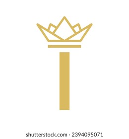 Initial Letter I Crown Logo. Crown Logo for Beauty, Fashion, Star, Elegant, Luxury Sign