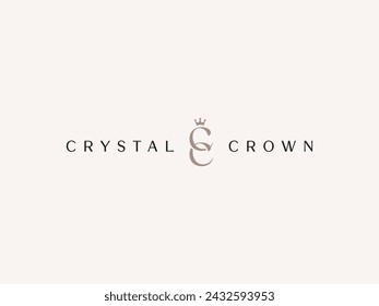 Initial Letter for Crystal Crown Lady Preneur Logo Template for businesswoman