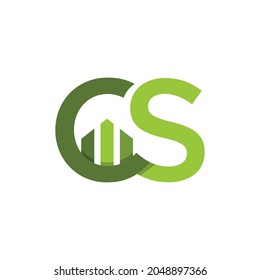 Letra inicial imagen de diseño del logotipo de negocios y finanzas de CS. Carta CS con diseño vectorial de iconos de barras gráficas de negocios