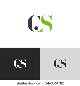 Initial Letter cs c s  uppercase modern logo design template elements. green letter Isolated on black white grey background. Suitable for business, consulting group company.