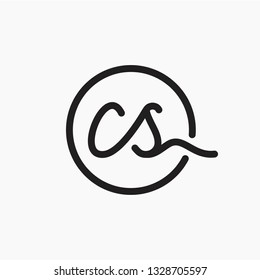 initial letter CS with circle line logo design  vector illustration.