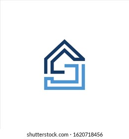 Initial letter CS house logo icon design minimalist monogram building property real estate symbol concept vector