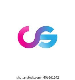 initial letter cs linked circle lowercase logo pink blue purple