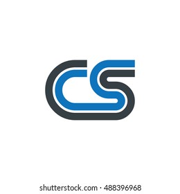 Initial Letter CS Linked Design Logo Black Blue