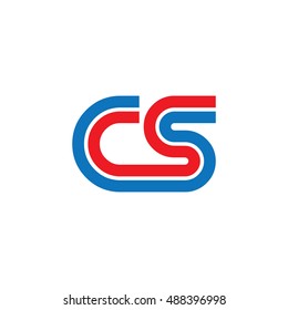 Initial Letter CS Linked Design Logo Blue Red