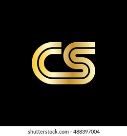 Initial Letter CS Linked Design Logo Gold