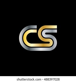 Initial Letter CS Linked Design Logo Silver Gold