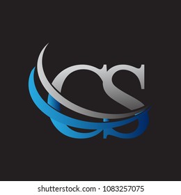initial letter CS logotype company name colored blue and grey swoosh design. vector logo for business and company identity.