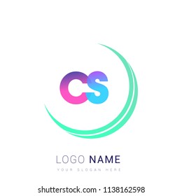 initial letter CS logotype company name, coloreful and swoosh design. vector logo for business and company identity.