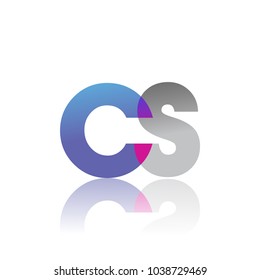 Initial Letter CS Lowercase overlap Logo Blue, pink and grey, Modern and Simple Logo Design.