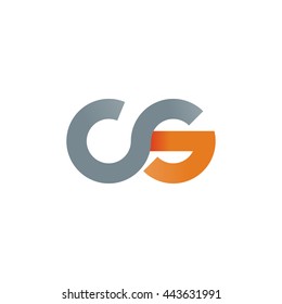 initial letter cs modern linked circle round lowercase logo orange gray