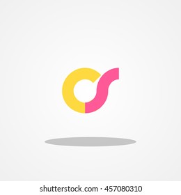 Initial letter CS OS lowercase logo design template orange pink