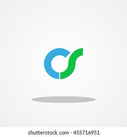Initial letter CS OT lowercase logo design template blue green
