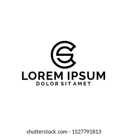 Initial letter cs or sc logo template with circle line art symbol in flat design monogram illustration