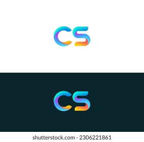 Initial letter CS, SC logo design vector template. 3D colorful CS, SC Logo.