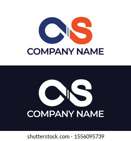 Initial letter C&S , SC, CS, overlapping interlock monogram logo, white color on black background - 