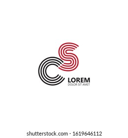 Initial letter cs uppercase modern logo design template elements. Black and red letter Isolated on white background. Suitable for business, consulting group company.
