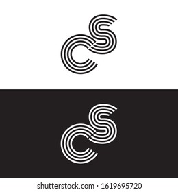Initial letter cs uppercase modern logo design template elements. Black and white letter Isolated on white and black background. Suitable for business, consulting group company.