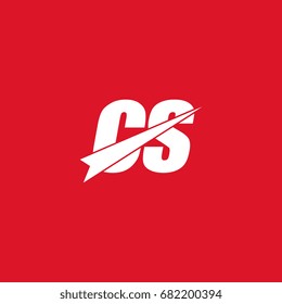 initial letter cs white logo in red background