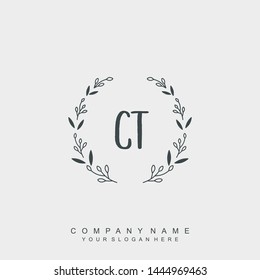 Initial letter CT beautiful handwriting logo vector template