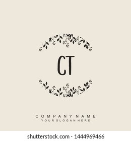 Initial letter CT beautiful handwriting logo vector template
