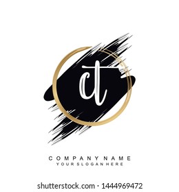 Initial letter CT beautiful handwriting logo vector template