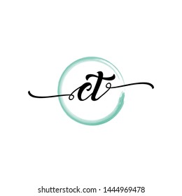 Initial letter CT beautiful handwriting logo vector template