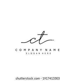 Initial letter CT calligraphy handwritten logo. Handwritten alphabet in the logo template. Letters and Alphabet for your logo design.